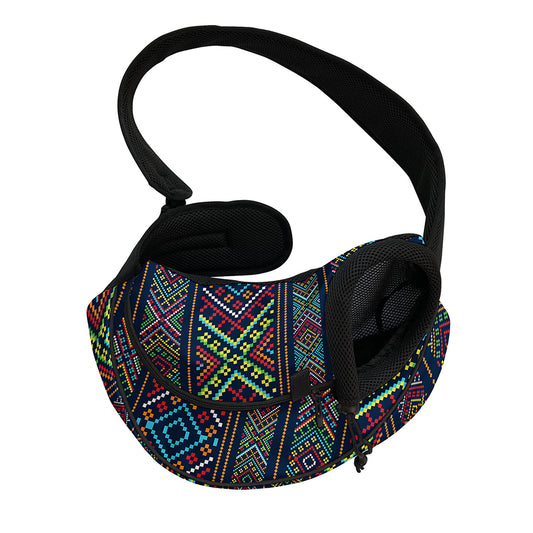 Pixel Ethnic Pattern Print Pet Sling Carrier