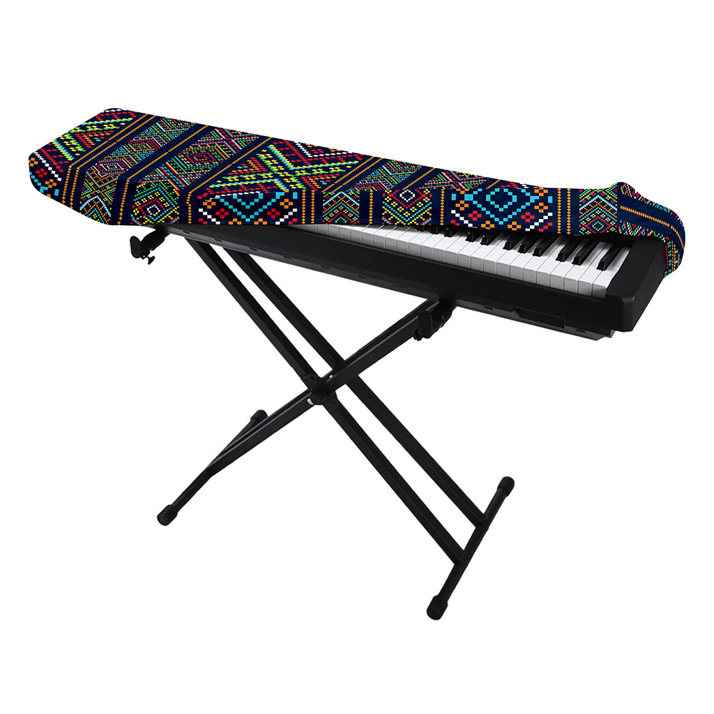 Pixel Ethnic Pattern Print Piano Keyboard Cover