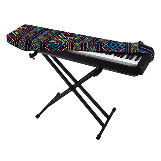 Pixel Ethnic Pattern Print Piano Keyboard Cover