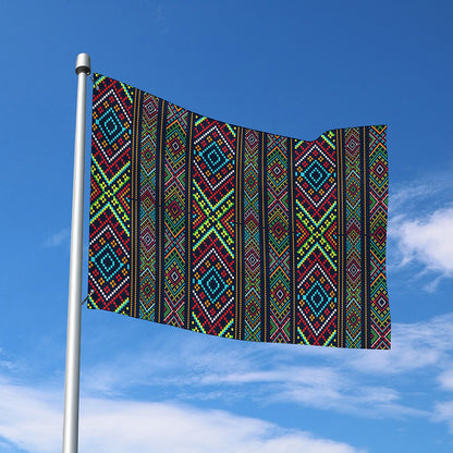 Pixel Ethnic Pattern Print Polyester Flag