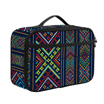 Pixel Ethnic Pattern Print Portable Lunch Bag