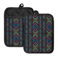 Pixel Ethnic Pattern Print Pot Holders With Pocket