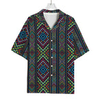 Pixel Ethnic Pattern Print Rayon Hawaiian Shirt