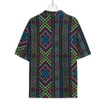 Pixel Ethnic Pattern Print Rayon Hawaiian Shirt
