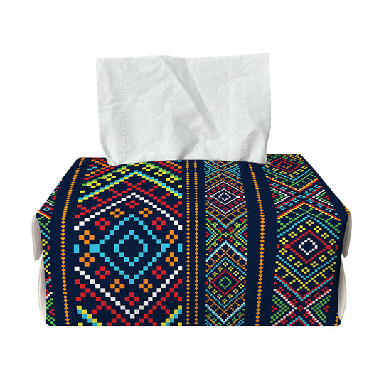 Pixel Ethnic Pattern Print Rectangle Tissue Box Cover