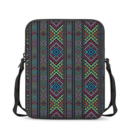 Pixel Ethnic Pattern Print Rectangular Crossbody Bag