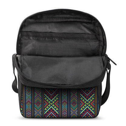 Pixel Ethnic Pattern Print Rectangular Crossbody Bag