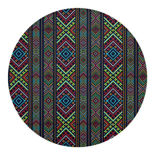 Pixel Ethnic Pattern Print Round Blanket