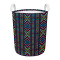 Pixel Ethnic Pattern Print Round Laundry Basket
