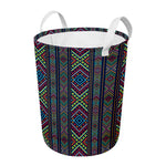 Pixel Ethnic Pattern Print Round Laundry Basket
