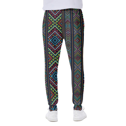 Pixel Ethnic Pattern Print Scuba Joggers
