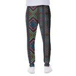 Pixel Ethnic Pattern Print Scuba Joggers