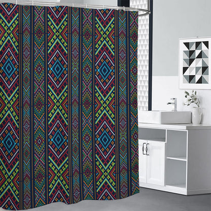 Pixel Ethnic Pattern Print Shower Curtain