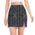 Pixel Ethnic Pattern Print Side Slit Mini Skirt