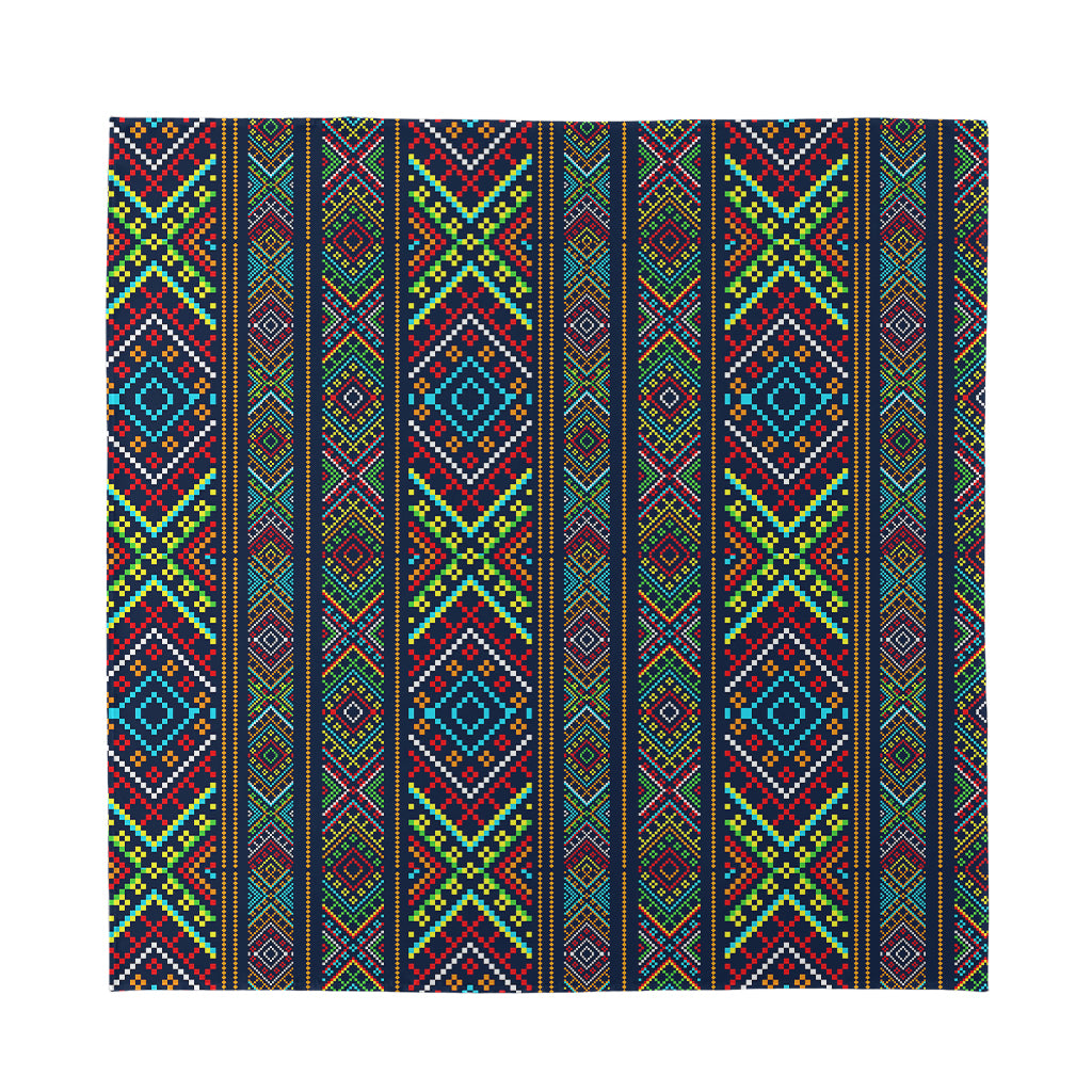 Pixel Ethnic Pattern Print Silk Bandana
