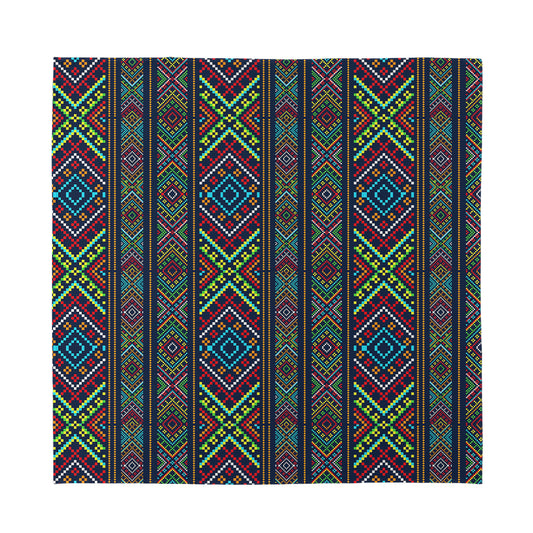 Pixel Ethnic Pattern Print Silk Bandana