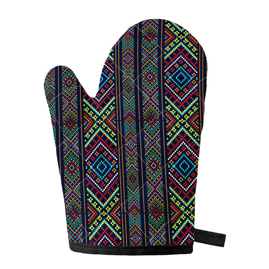 Pixel Ethnic Pattern Print Single Oven Mitt
