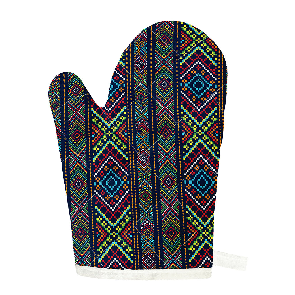 Pixel Ethnic Pattern Print Single Oven Mitt