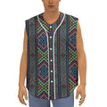 Pixel Ethnic Pattern Print Sleeveless Baseball Jersey