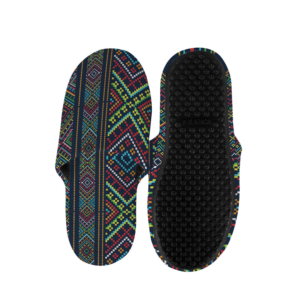 Pixel Ethnic Pattern Print Slippers