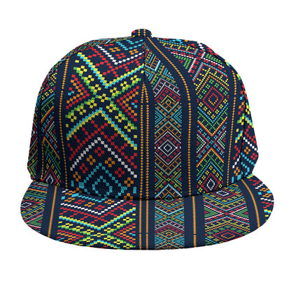 Pixel Ethnic Pattern Print Snapback Cap