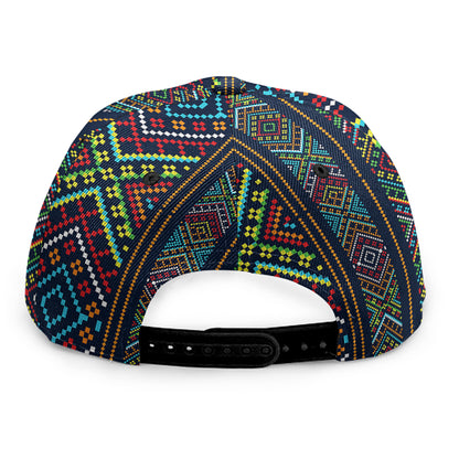 Pixel Ethnic Pattern Print Snapback Cap