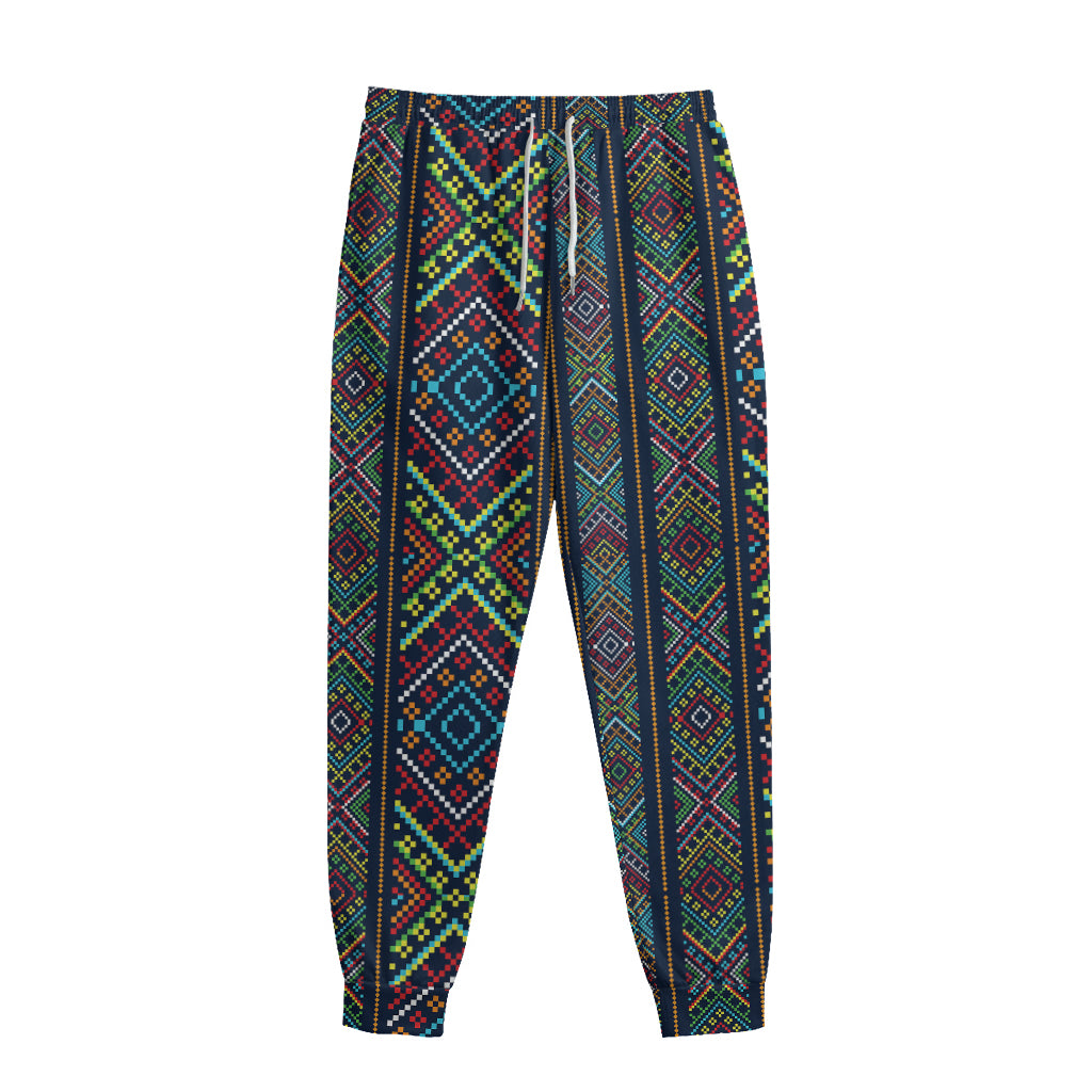 Pixel Ethnic Pattern Print Sweatpants