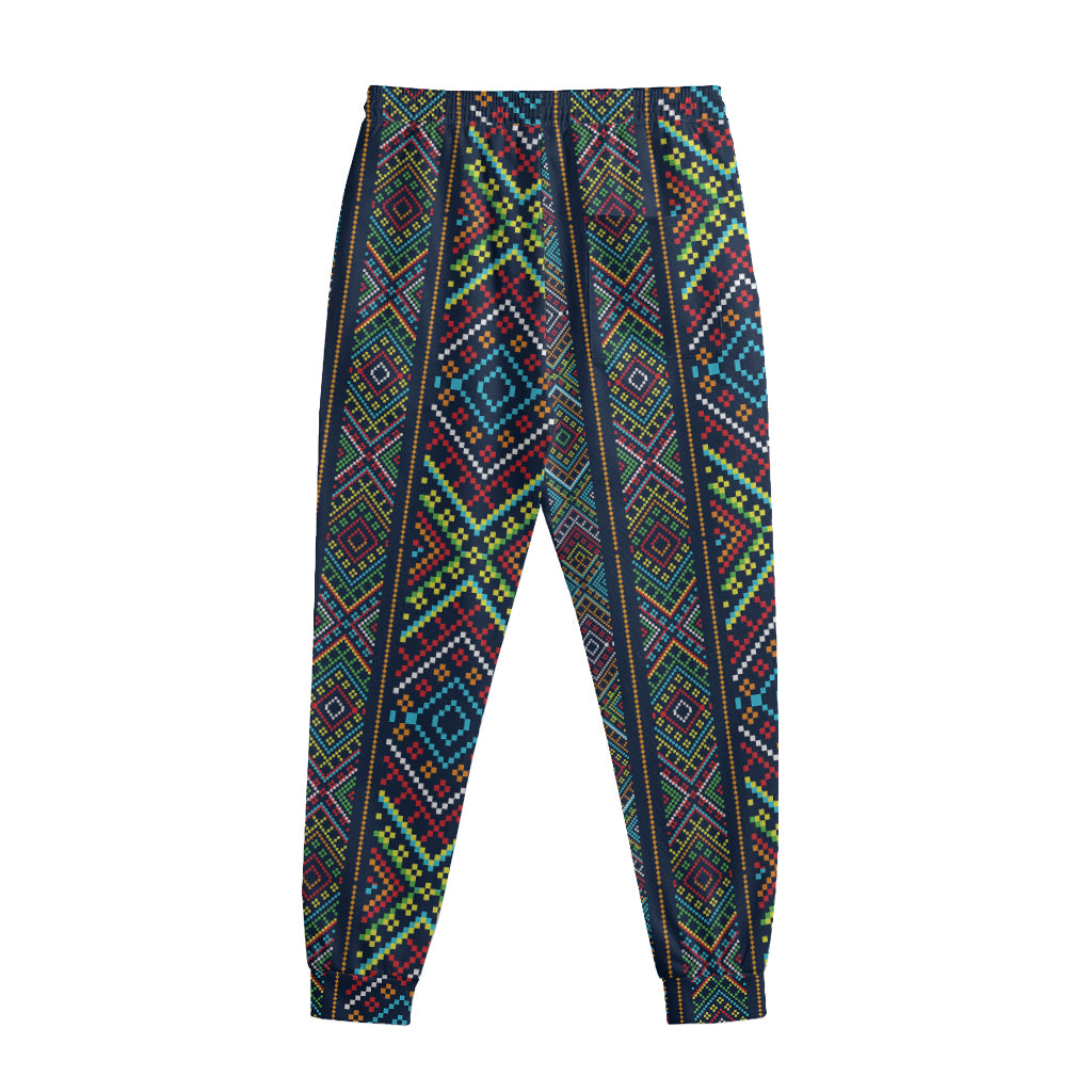 Pixel Ethnic Pattern Print Sweatpants