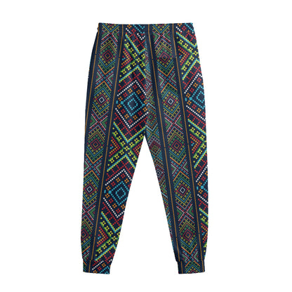 Pixel Ethnic Pattern Print Sweatpants