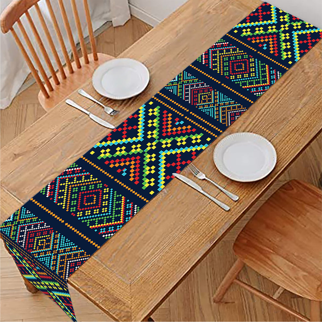 Pixel Ethnic Pattern Print Table Runner