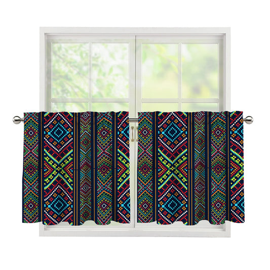Pixel Ethnic Pattern Print Tier Curtains