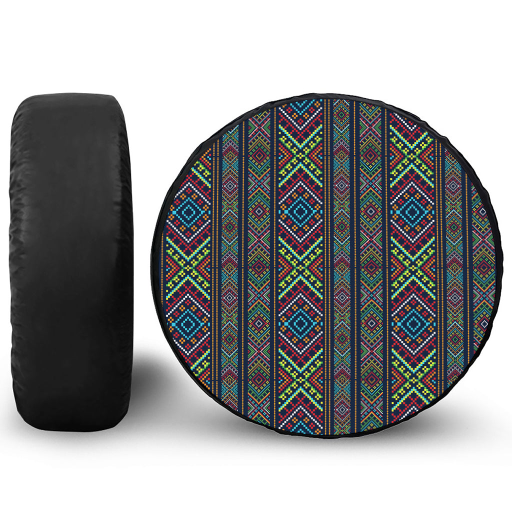 Pixel Ethnic Pattern Print Tire Cover