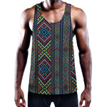 Pixel Ethnic Pattern Print Training Tank Top