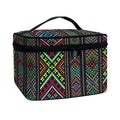 Pixel Ethnic Pattern Print Travel Makeup Bag