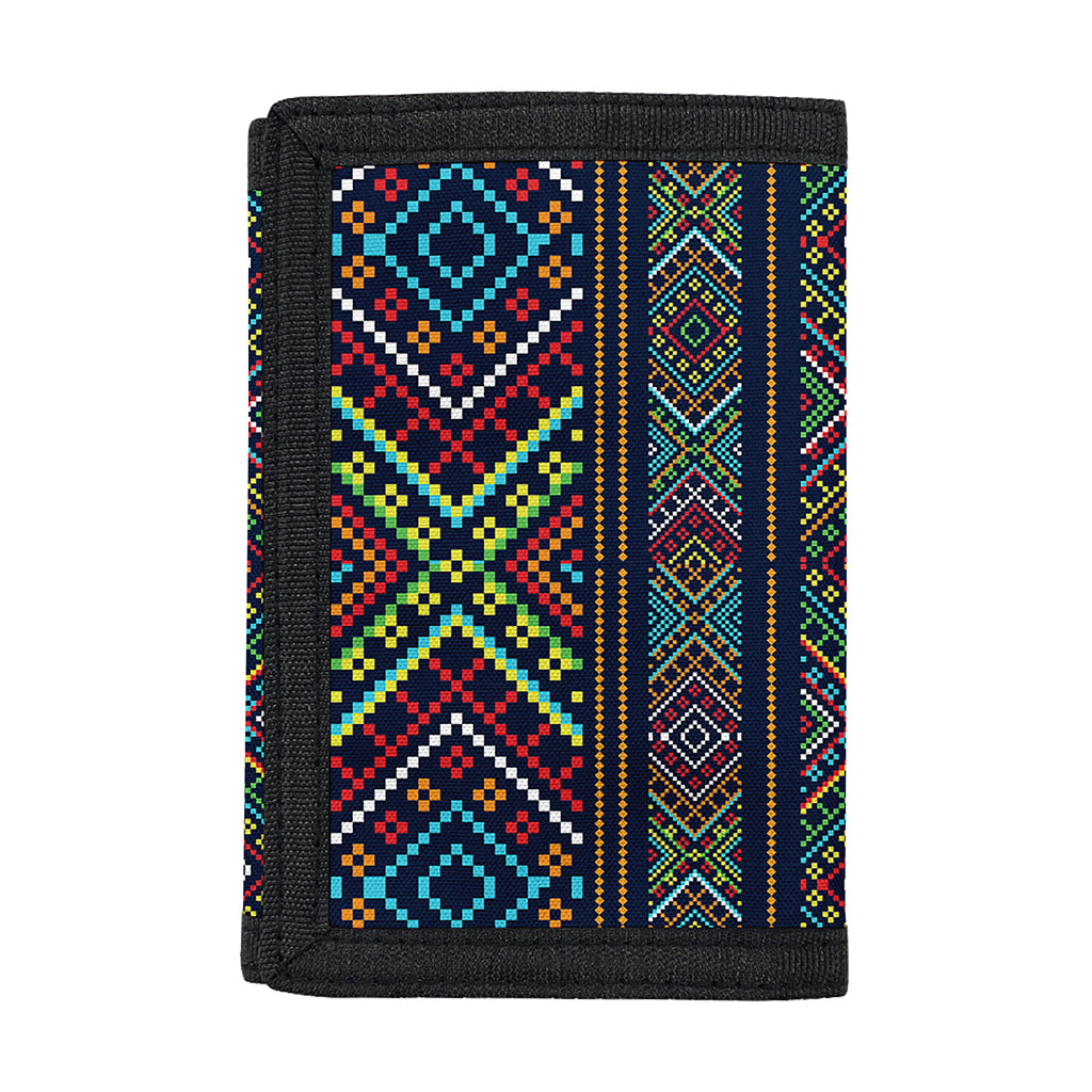Pixel Ethnic Pattern Print Trifold Wallet