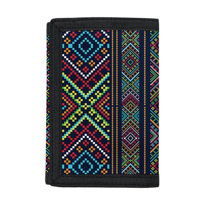 Pixel Ethnic Pattern Print Trifold Wallet