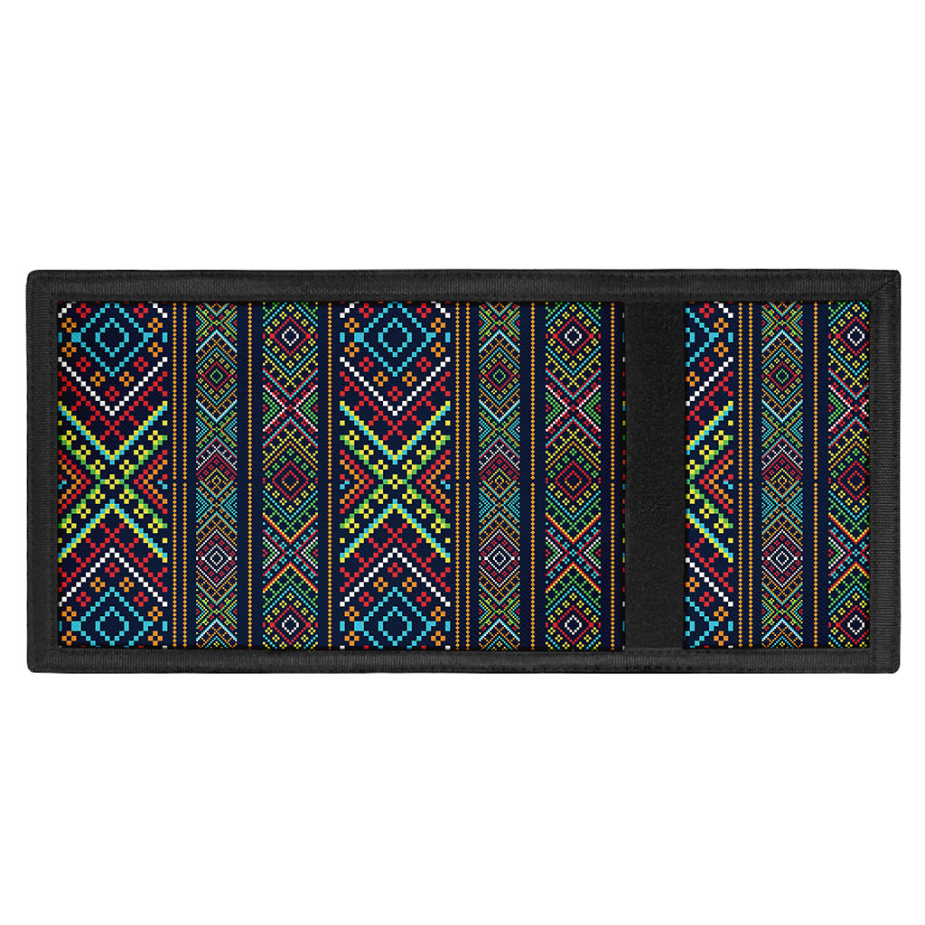 Pixel Ethnic Pattern Print Trifold Wallet
