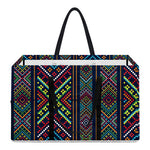 Pixel Ethnic Pattern Print Utility Tote Bag