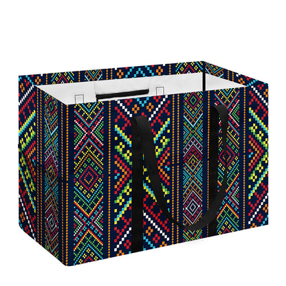 Pixel Ethnic Pattern Print Utility Tote Bag