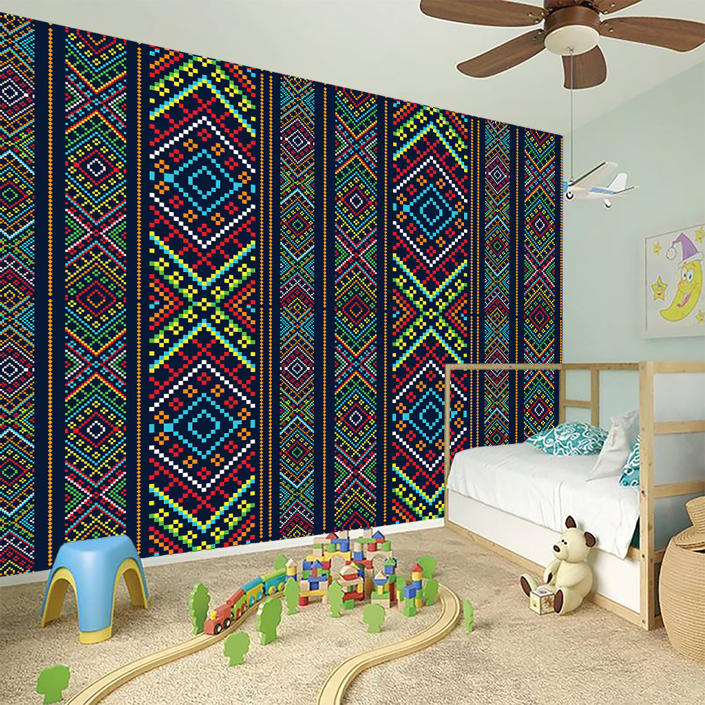 Pixel Ethnic Pattern Print Wall Sticker