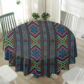 Pixel Ethnic Pattern Print Waterproof Round Tablecloth