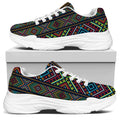 Pixel Ethnic Pattern Print White Chunky Shoes