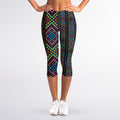 Pixel Ethnic Pattern Print Women's Capri Leggings