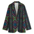 Pixel Ethnic Pattern Print Women's Cotton Blazer