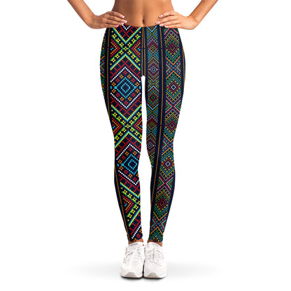 Pixel Ethnic Pattern Print Women's Leggings