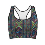 Pixel Ethnic Pattern Print Women's Sports Bra