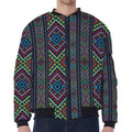 Pixel Ethnic Pattern Print Zip Sleeve Bomber Jacket