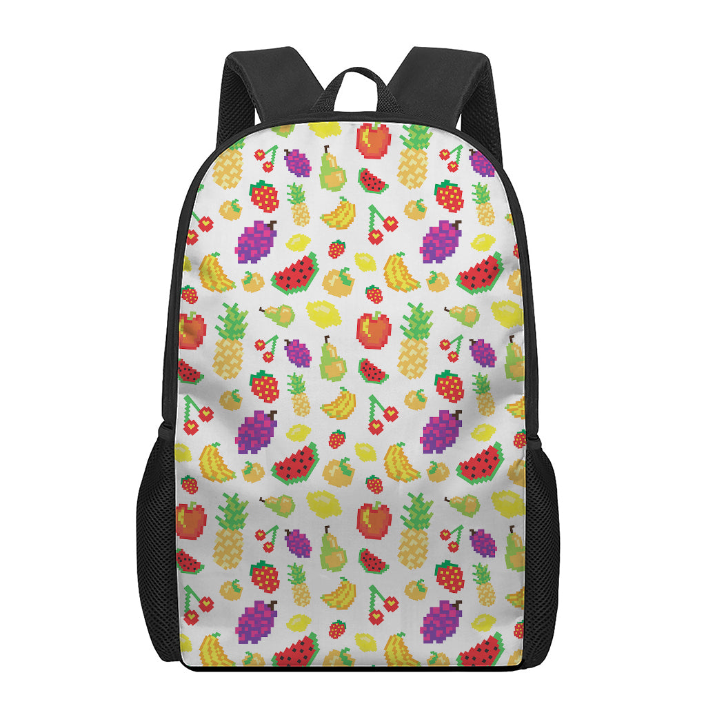 Pixel Fruits Pattern Print 17 Inch Backpack