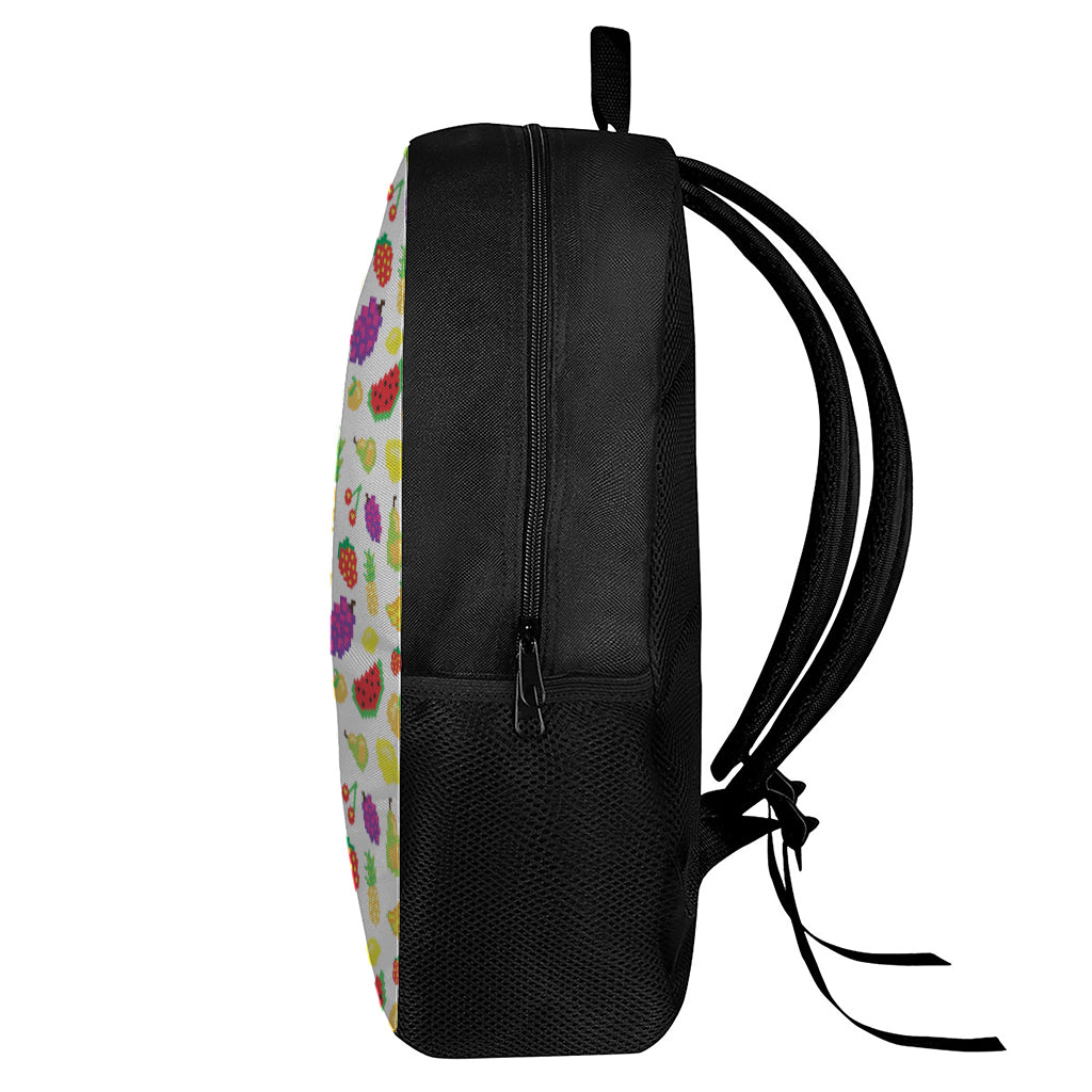 Pixel Fruits Pattern Print 17 Inch Backpack
