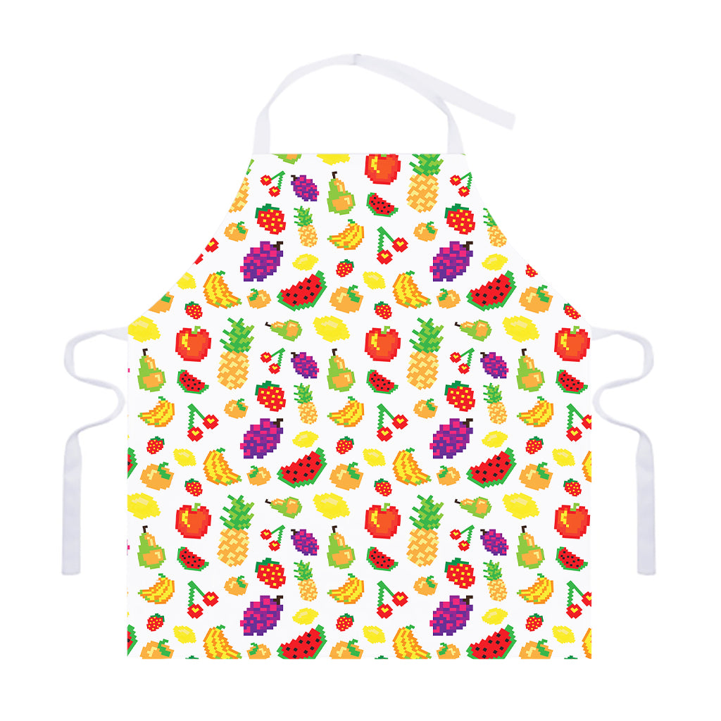 Pixel Fruits Pattern Print Adjustable Apron